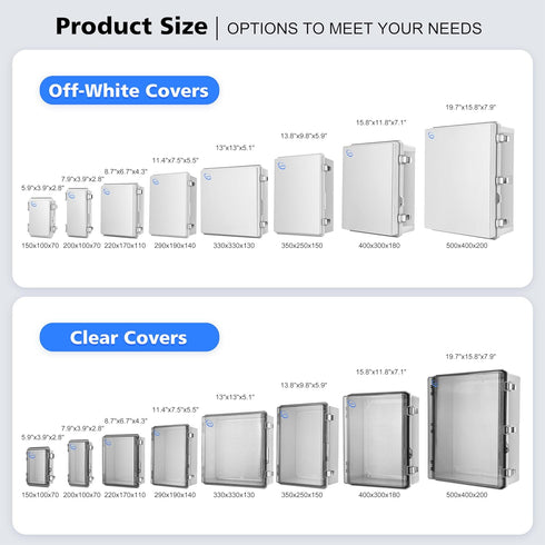 Waterproof Outdoor IP67 Junction Box (5.9"x3.9"x2.8") with Mounting Plate, Hinged Grey Cover and Wall Brackets - Weatherproof ABS Plastic Electric...