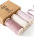 Vitalizart Velvet Ribbon Pink White Set 3/8" x 15Yd Wooden Spool Fabric Trim Eco-Friendly 3 Rolls * 5Yd for Christmas Wreath Decoration Handmade C...