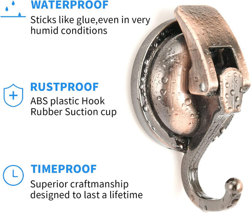 Wreath Cup Hook,Bronze -Plated Plished Super Suction for Shower,Glass Window,Kitchen&Bathroom&Restroom Organization?4Pack...