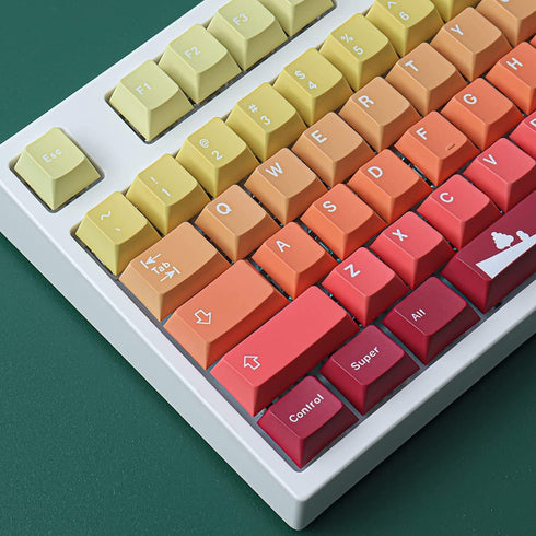 JOMKIZ PBT Keycaps,129 Keys Dye Sublimation Cherry Profile Keycaps with 6.25U Spacebar Autumn Keycap Set for Cherry MX Switches ISO/ANSI Layout Me...