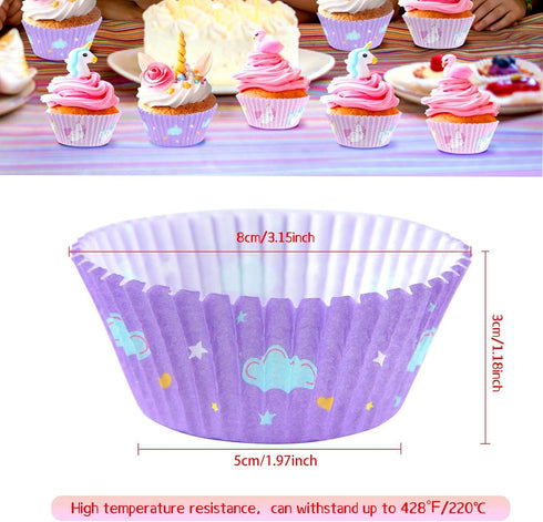 ASTARON 200 Pcs Cupcake Liners for Party Cup Cake Baking Cups Cupcake Case Rainbow Cup Cake Liners for Decorations Girl Kids Birthday Supplies (Li...