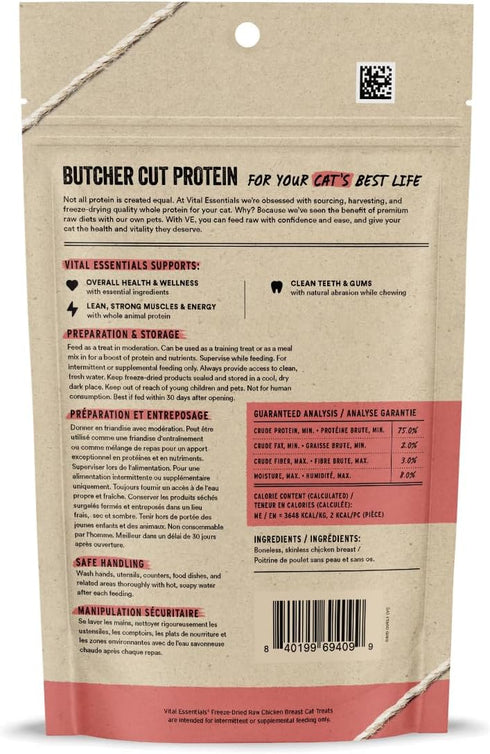 Vital Essentials Freeze Dried Raw Single Ingredient Cat Treats, Chicken Breast, 2.1 oz...