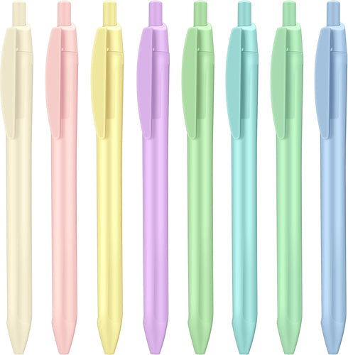 Pastel Retractable Ballpoint Pens,Medium Point 1.0mm Black Ink,Quick Drying,Smearing and Smudging Proof,Smooth Ink Pens (8)...