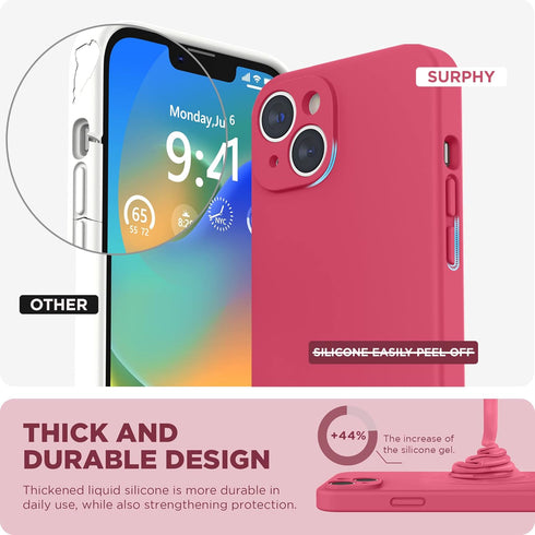 SURPHY Compatible with iPhone 14 Case with Screen Protector (Camera Protection + Soft Microfiber Lining) Liquid Silicone Phone Case 6.1 inch 2022,...