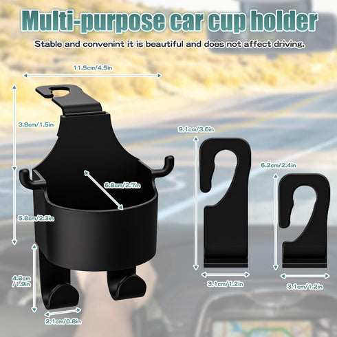 Multifunctional Hook for Car Seat Back - Water Cup Hook on Seat Back, Back Seat Cup Holders for Your Car-3 in 1 Multifunction Car Seat Headrest Cu...