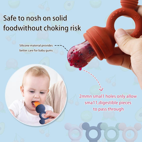 Baby Fruit Feeder, Frozen Teething Toys for Babies, Baby Teether Pacifier with 3 Extra Teats, Baby Eating Essentials, BPA Free Baby Feeding Suppli...