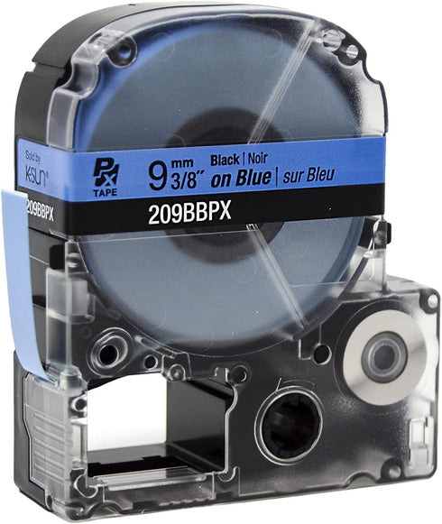 Epson LABELWORKS 209BBPX Genuine PET (Polyester) Tape Cartridge - Black on Blue Label Maker Tape - 3/8" (9MM) Wide, 30'...