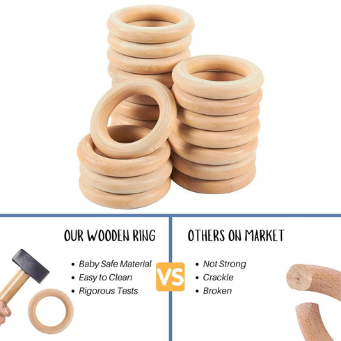 Baby Teething Toys, Silicone Chewable Teethers with Wooden Ring for Soothing Babies Gums, Rudder Chewers Shower Gift for lnfants & Toddlers, 4+ Mo...