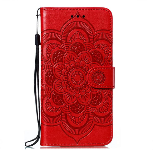 for Samsung Galaxy A12 Case Flip Premium Wallet Phone Case PU Leather Mandala Embossed Shockproof Cover with Kickstand Card Holder Cover for Samsu...