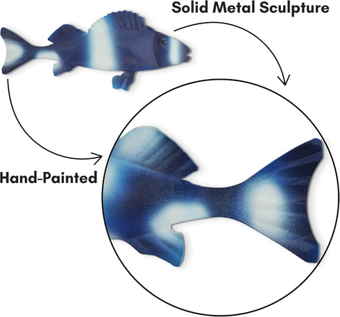Americanflat Three Metal Fish Wall Décor Set - 3x9.5 Fish as Outdoor Metal Wall Art Decorations - Modern Style Wall Hanging Décor for Patio, Garde...