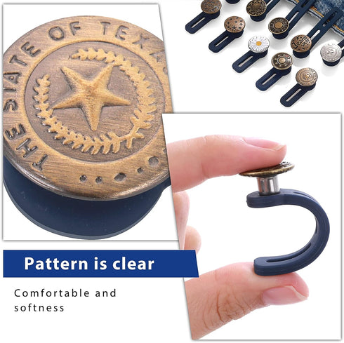 10 Pack Pants Expander Button, 10 Styles Jeans Waist Extender Button for Men and Women, Collars/Cuffs No Sew Metal Adjustment Buttons for Extender...