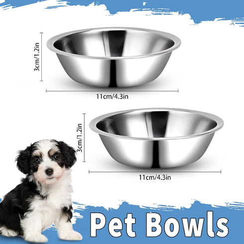 ChengFu Small Dog Food Bowls,Little DogFood Bowl,Puppy Dog Food Bowl, Made of Stainless Steel,can be Filled with Water or Dog Food Two Packs...
