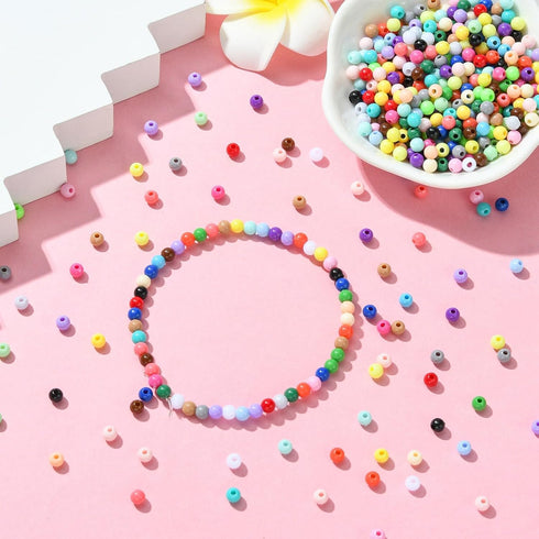 KitBeads 5600pcs 28 Colors Acrylic Seed Beads Kit Opaque Round Pony Beads 4mm Small Loose Spacer Beads for Jewelry Making Bulk...