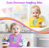 NPET 3PCS Silicone Baby Bibs for Babies & Toddlers, Waterproof Baby Bibs for Eating BPA Free Toddler Bibs 1-3 Years Soft Adjustable Fit Cute Dinos...