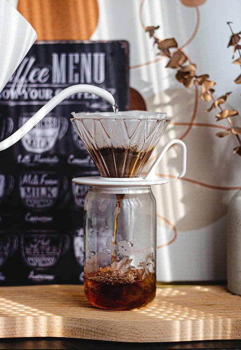 ElephantNum HERO Petal Glass Coffee Dripper V60 Barista Pour Over Hand Drip Brewer Pink...