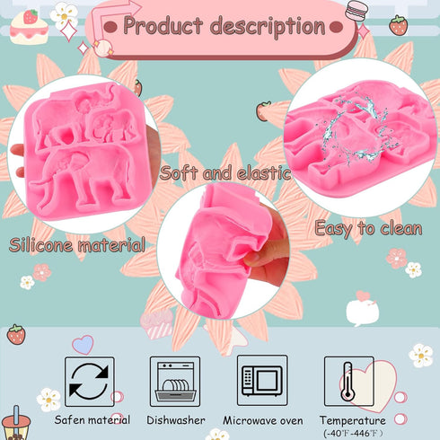 Elephant Cake Decoration Fondant Molds, Cute Silicone Mold Baby Elephant, for Kitchen Baking, Chocolate, Cookies, Butter, Marzipan, Flower Paste, ...