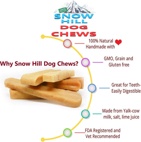 Snow Hill Yak Cheese Chews for Dogs | All-Natural Long Lasting Pet Treats. Odorless and Great for Oral Health. Limited-Ingredient Yak Chews for XX...