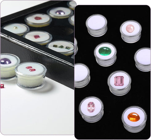 12Pcs Small Display Box Gemstone Holder Case Jewelry Show Box Container Holder with Clear Top Lids and Sponge...