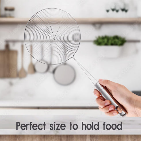 Versatile Stainless Steel Spider Strainer/Skimmer/Ladle for Cooking and Frying, Chirano Kitchen Gadgets Wire Strainer Pasta Strainer Spoon (6 Inch...