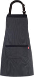 Aprons for Women and Men, Kitchen Chef Apron with 2 Pockets and 40" Long Ties, Adjustable Bib Apron for Cooking, Serving - 32" x 28" - Black/White...