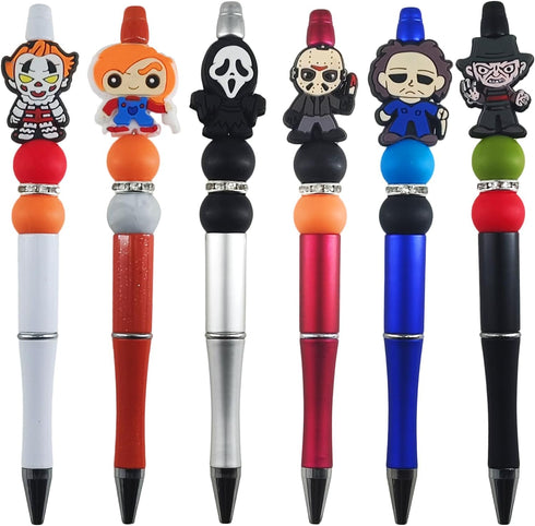 6 PCS Horror Movie Role Pen,Novelty Halloween Spooky Horror Pens For School Office Supplies With Kids And Adults (ABCDEF)...