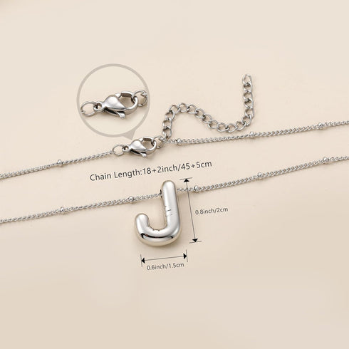 Bubble Letter Necklace for Women,14K Gold Plated Dainty Balloon Initial Pendant Necklace for Girls,Charm Puffy Name Personalized A-Z Alphabet Jewe...