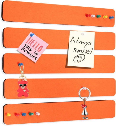 Felt Pin Board Bar Strips Bulletin Board for Bedrooms Offices Home Wall Decoration, Notice Board Self Adhesive Cork Board with 35 Push Pins for Pa...