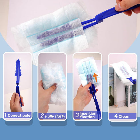 180° Dusters Multi Surface Duster Refills Kit Extender Handle (1 Long Handle to + 1 Short Handle + 15 Duster Refill)...