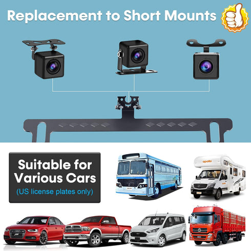 License Plate Bracket for Rear Camera: Universal Rear View Mirror Camera Mount for License Plate - Metal Rust-Proof Backup Camera Bracket for Carp...