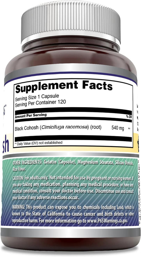 Amazing Formulas Black Cohosh Supplement | 540 Mg per Serving | 120 Capsules | Non-GMO | Gluten-Free | Made in USA...