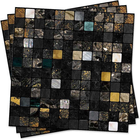 funlife 10Pcs Peel and Stick Kitchen Backsplash, Self-Adhesive Waterproof Tile Stickers, Retro Wall Decals for Home Bathroom Laundry Room Decor, 5...