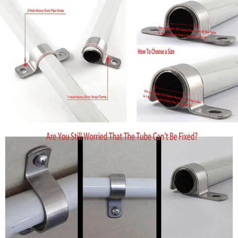 4 Inch Pipe Strap 304 Stainless Steel Conduit Strap 2 Hole Heavy Duty Strap Clamp for Tube Pipe or Wire Cord Installation(102mm 5pcs)...