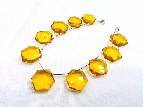 1 Strand Citrine Quartz 10 Pcs Beads Size 14x14mm Hexagon Shape Cut Faceted Beads for Jewellery Making, Beading & Craft Supplies KCRAFTS-RK_k52...