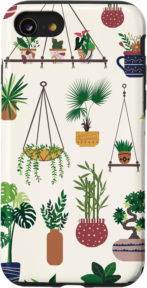 iPhone SE (2020) / 7 / 8 Indoor and Outdoor Plant Illustrations | Boho Nature Art Case...