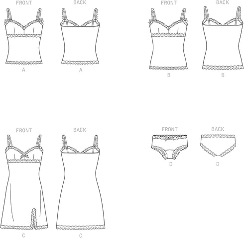 Simplicity Misses' Lace-Trimmed Camisole, Slip, and Underwear Packet, Code 9285 Sewing Pattern, Sizes 14-22, White...