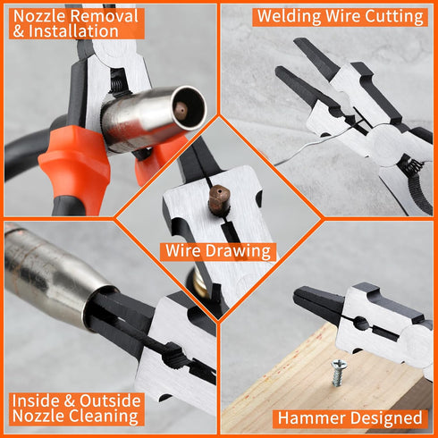 SPEEDWOX MIG Welding Pliers Multi-Function Mig Welder Plier Mig Nozzle Cleaner Slag Hammer Wire Cutter Scraper Files for Scraping Spatter Gripping...