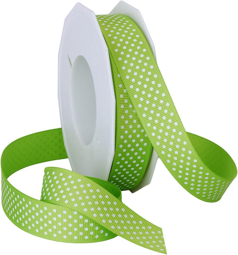Morex Swiss Dot Polyester Grosgrain Ribbon, 7/8-Inch by 20-Yard Spool, Lime (3906.05/20-027)...