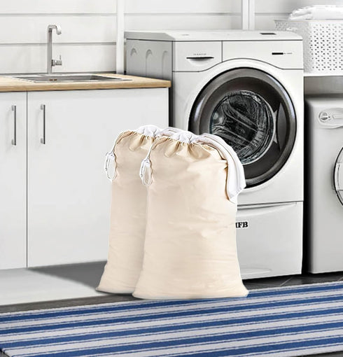 Cotton Craft - 2 Pack Extra Large 100% Cotton Canvas Heavy Duty Laundry Bags - Natural Cotton - 28"x36" - Versatile - Multi Use...