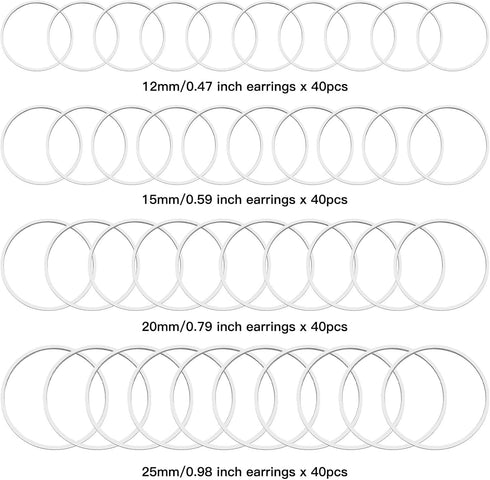 160PCS Earrings Beading Hoop Earring Finding Round Circle Earring Beading Hoop Earrings Pendant Round Beading Hoop for Jewelry Making DIY Crafts A...