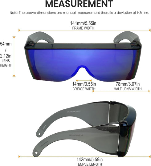 Calabria 3000 Large Fit Over Safety Glasses Fitover Prescription Eyewear Blue Men Women Wraparound Tinted Anti Scratch Glare...