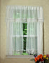 Violet Linen Daisy Design Sheer 3pc Kitchen Curtain Set (18 * 60" Valance + 2pcs 30 * 36" Tiers)...