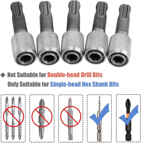 Mesee 5 Pieces SDS-Plus Shank Drill Chuck Adapters SDS PLUS to 1/4" Hex Socket Adapter Converter 1/4 Inch Hex Shank Screwdriver Drill Bit Holder f...