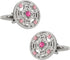 Unique Pink Crystal Round Silver Cufflinks with Presentation Box...