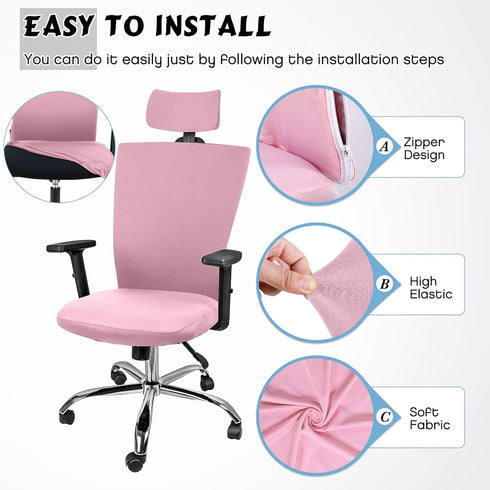 Lounsweer 3 Pieces Office Chair Cover Rolling Desk Chair Cover Gaming Chair Covers Stretch Washable Computer Chair Slipcovers for Swivel Chair Arm...