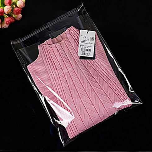 J-Beauty 15.5 x 11.5 Inch Clear Apparel Bags Self Seal Flap for T-Shirt,Clothes,Party Wedding Gift Bags (100 Pcs)...