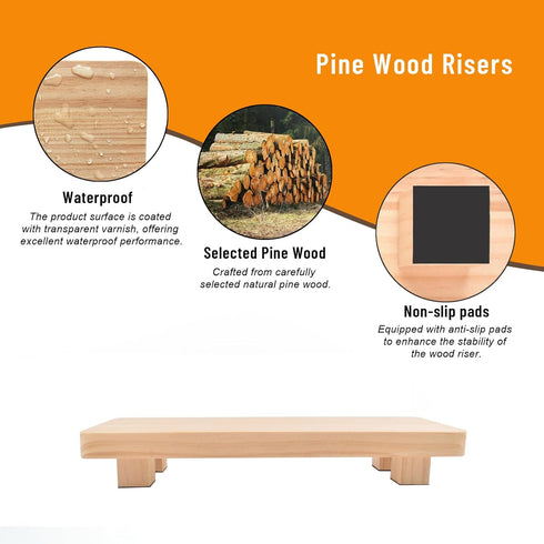 Pine Wood Riser for Home Decor, Small Plant Stands, Decorative Wood Risers, Wood Pedestal Stand, Rustic Wooden Trays for Kitchen Counters (11.8x4....
