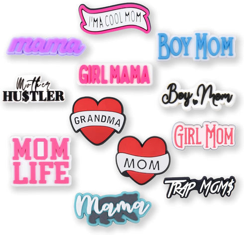 Mom Shoe Charms Mother 12PCS Grandma Shoes Charms Mommy PVC Mama Cute Clog Pins Mummy Accessories Party Favors Birthday Gifts Holidays Decoration ...
