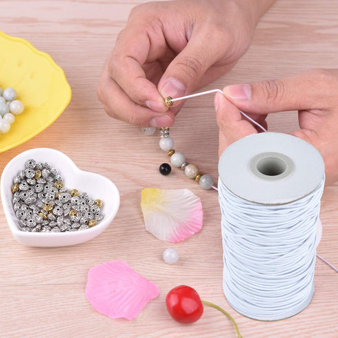 Stretchy Bracelet String 1 Roll 2mm Elastic Cord Sturdy Elastic Beading Cord 100 Yards Stretchy String for Bracelet Jewelry Making Necklaces Beadi...