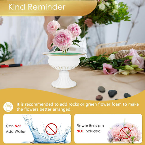 AZXTOSPEZ White Wedding Vases for Centerpieces: Small Flower Vase for Tables - 5 Inch Metal Compote Bowl Urn Pedestal for Party Anniversary Event ...