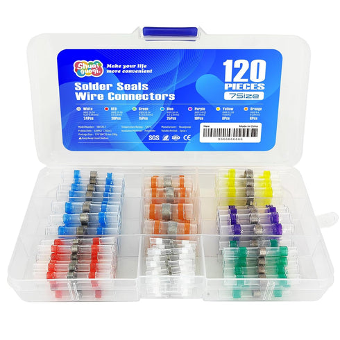 120Pcs(7size) Solder Seal Wire Connectors Kit,Shuaiguoqi Wire Repair Soldering Wire Waterproof Heat Shrink Wire Splice Electrical connectors Heat ...